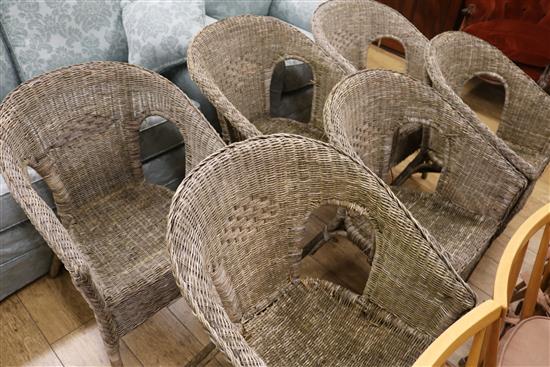 Six tub shaped garden chairs